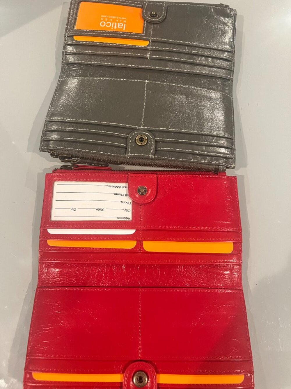 NWT TWO (2) Latico Leather Wallet Bundle -RED and CLY- - Picture 3 of 6
